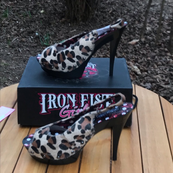 Iron Fist☀️Love Bites leopard print slingback platform heels - Picture 3 of 12